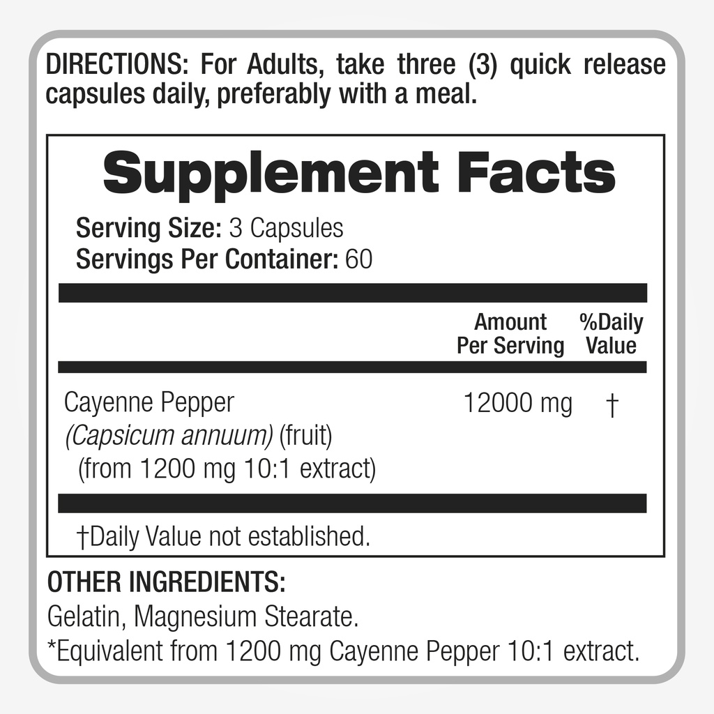 Cayenne Pepper x 180 Caps.