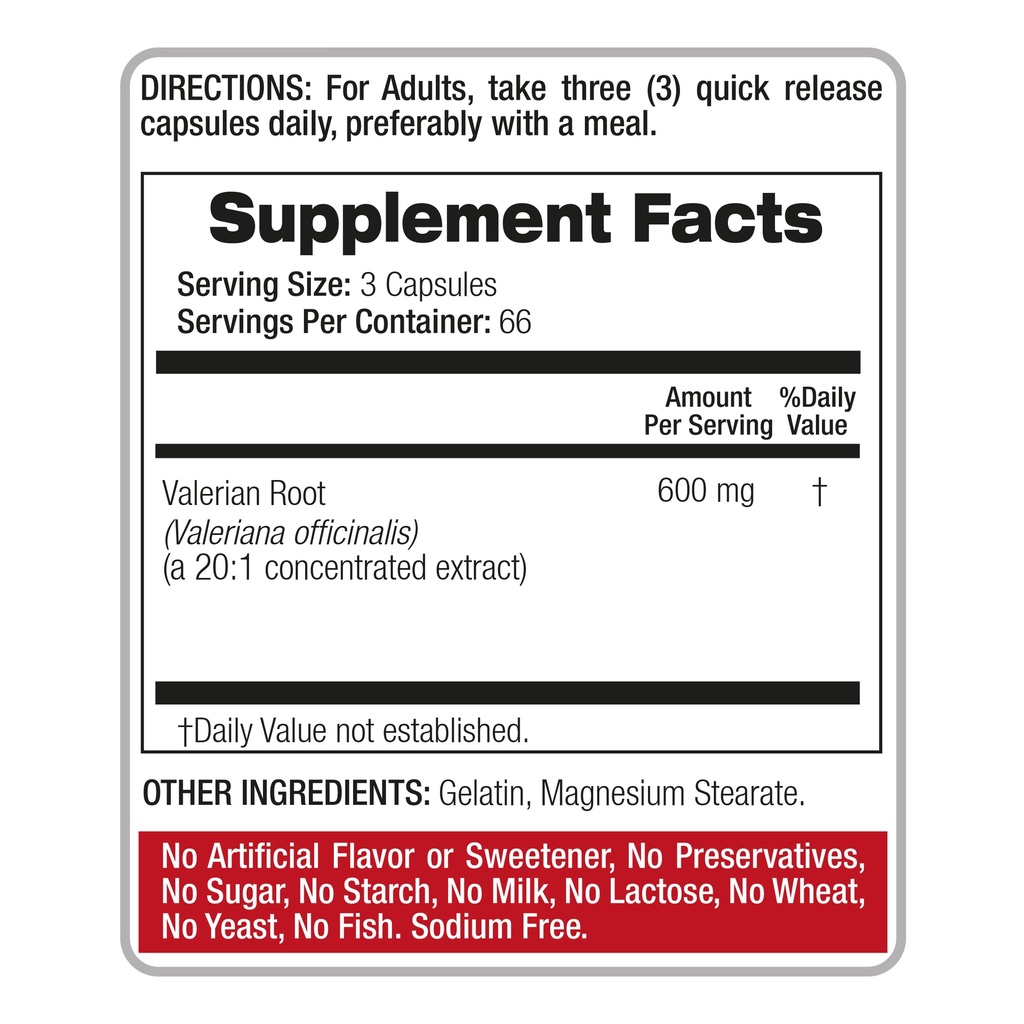 Valerian Root x 200 Capsules