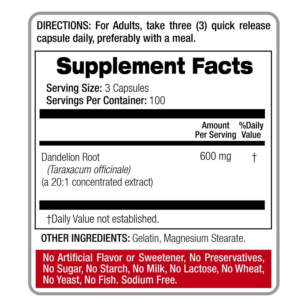 Dandelion x 300 Capsules
